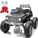 JOYRACER 24V Ride on Car, Licensed Chevrolet Cheyenne Truck w/4X200W Motor, Remote Control, Decoration Streamer, 24 Volt Ride on Toys Power Big Wheels for Big Kids, Black