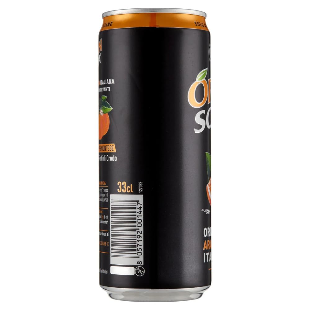 Italian Gourmet Aranciata Limonata Italiana Orangenlimonade 48 x 33cl Dosen | Bibita frizzante all'arancia, gusto dolce agrumato; sprudelnder Softdrink, Gesamtnettogewicht 15,84 L + Kostenlos Polpa 400g