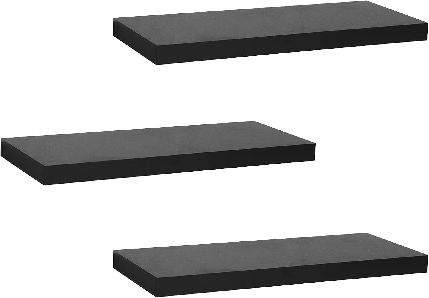 WOLTU 3 Pcs Floating Shelf Black Wooden Wall Storage Display Shelf 60cm Long RG9319sz-3-UK โ image 1