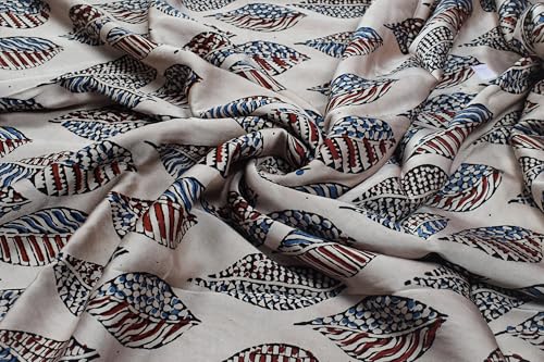 Image of Ethnics of Kutch Womens's Ajrakh Modal Silk Natural Dye Hand Block Print Unstitched Kurta Fabric
