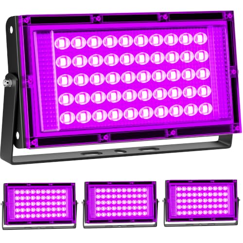 Image of TigQiang 50w 4 Pack Black Light, Halloween Blacklight, Glow Party Supplies