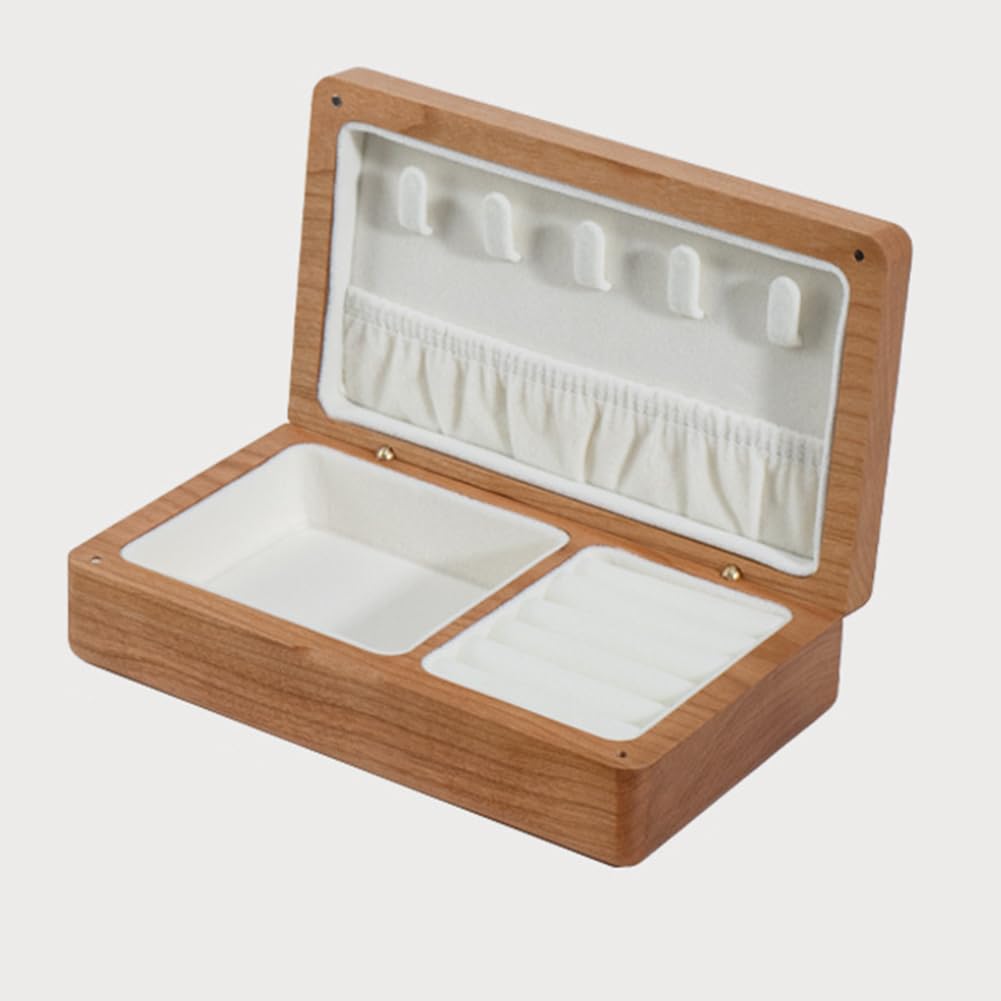 Tragbare Mini-Reise-Schmuck-Aufbewahrungsbox – Massivholz mit Magnetverschluss für Ohrringe, Ringe, Halsketten – kompakt, stilvoll, perfekt für Reisen