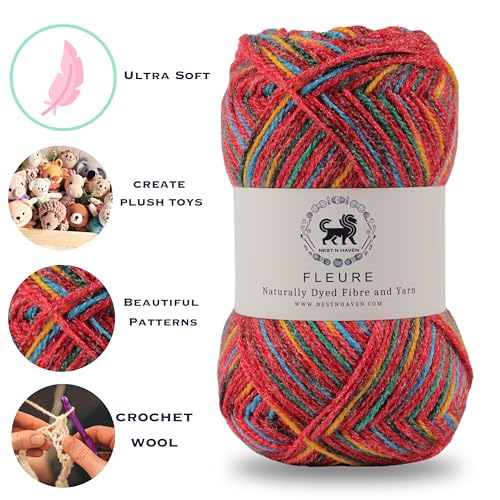 Image of Nestnhaven Acrowools Fleure Hand Knitting and Crochet Yarn. Pack of 1 Ball - 100gms. Shade no - NNHF (Multicolor20) | (300 Gm)