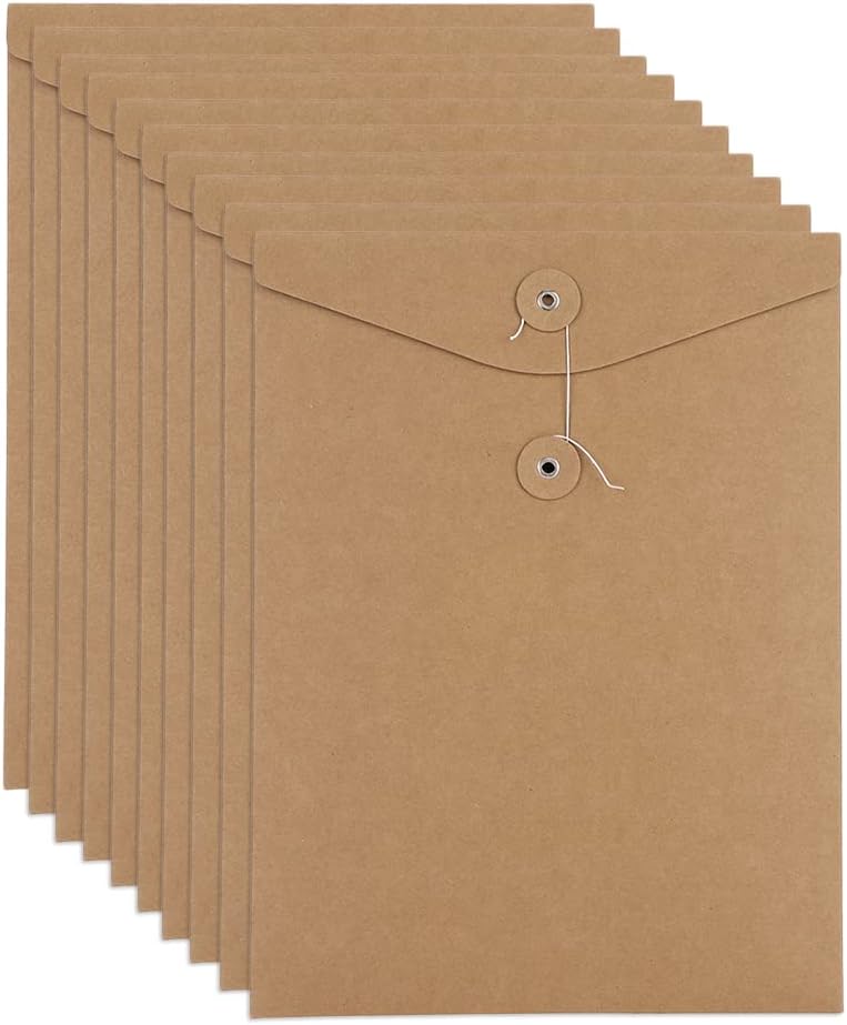 10x A5 Dokumententaschen Mit Schnurverschluss - Kraftpapier Mappen Für Büro & Schule