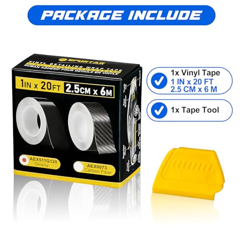 Image of Spurtar Gloss Black Vinyl Wrap 1 Inch x 20ft Air-Release Adhesive Car Vinyl Tape Chrome Delete Wrap Roll DIY Car Exterior Decoration Door Edge Guard Vehicle Detailing Paper 2.5CM x 6M