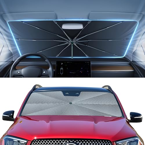 Image of Autorder Windshield Sun Shade Umbrella for 2012-2026 Mercedes Benz GLE 350 450 Accessories,Upgraded Ice Crystal Material,Easy Setup Umbrella Sunshade for Car Windshield,100% Sun Blocking
