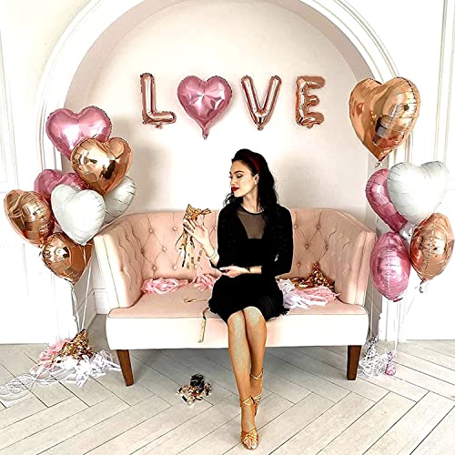 Image of Party Propz Heart Shape Foil Balloons, 18-Inch Pack of 10 Heart Foil Balloons, Heart Balloons For Decoration, Wife Birthday Decoration Items, Love Decoration Items (Foil), Pink & White