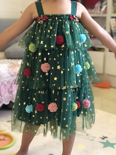 Toddler Baby Girl Tutu Tulle Christmas Dress Star Print Square Neck Sleeveless Layered Tulle Dress Xmas Photoshoot2