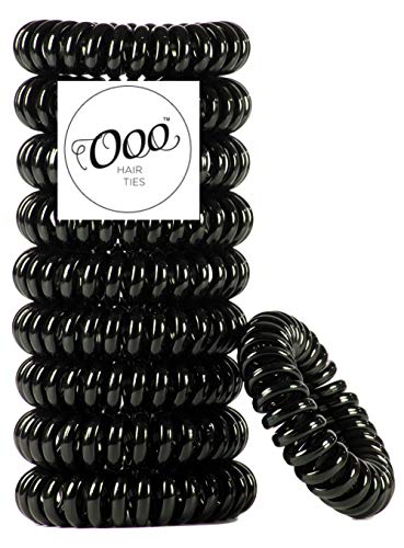 10 Pack Painless Patented Ooo Hair Ties. Ponytail Holder Spiral Coil Traceless Rubber Bands. Best Kids Girls Woman Accessory All Types Of Hair. Exercise, Work & Everyday. Large Size (Black) #TOP19