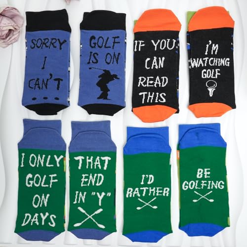 Funny Golf Gifts for Men 4 Pack Mens Golf Socks Golf Accessories for Men Personalized Birthday Christmas Gifts for Men Stocking Stuffers for Men Funky Novelty Socks - Image 3