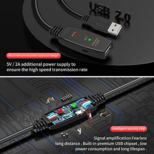 Image of 100FT Active USB Extension Cable 2.0 Male to Female with A Extension chipset Signal Booster - Active Extension /Repeate