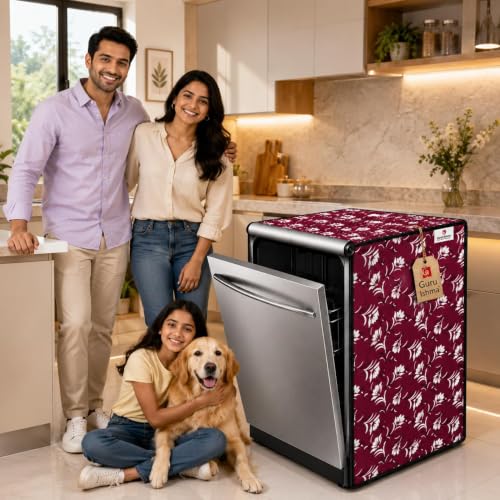 Image of Dishwasher Cover for 12 to 15 Place Setting | Water-Resistant Dustproof Zip Cover | Universal Fit Compatible with Bosch, LG, IFB, Hafele, Faber & More | 63 x 63 x 88 cm | Design 2