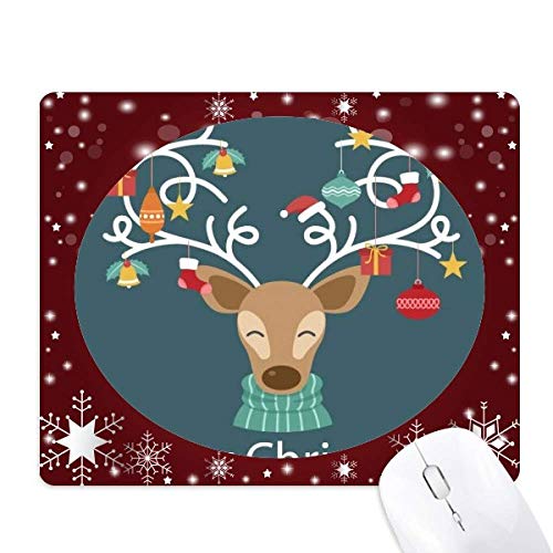 Tapis de souris Noël flocon de neige et cloche décorative pour bureau d'hiver