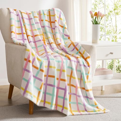 Hallmark - Throw Blanket Soft & Plush Easter Spring Throw Oversized Throw for Couch or Bed (Chromatic Grid 50 x 70 Multicolor)