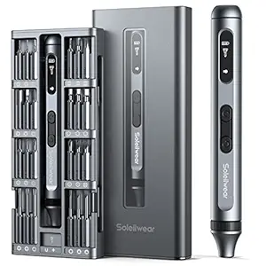 Mini Electric Screwdriver, 52 in 1 Electric Screwdriver Kit with 48 Magnetic Bits, Soleilwear Precision Screwdriver Cordless Repair Tool for Phone Camera Laptop Watch