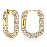 ZFHTJEKNCS Moda CZ Zircon Round Huggie Hoop Pendientes para Mujeres Geométrico U Ear Buckle Hoops Joyería de Acero Inoxidable