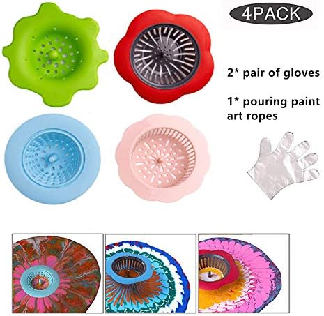 Acrylic Pouring Strainer, Pour Painting Flower Strainers Plastic Silicone Pour Painting Medium Strainer for Pouring Acrylic Paint and Creating Unique Patterns and Designs (4-Pack)