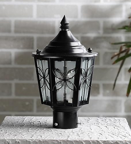 Image of SINOMAN Pillar Mounted Post Light Flower Pattern Outdoor Main Gate Light Fixture Lamp Perfect for Boundary Walls, Driveway Gates, Patio, Pathway, Fence & Home Entrances (Pack of 1)(Without Bulb)