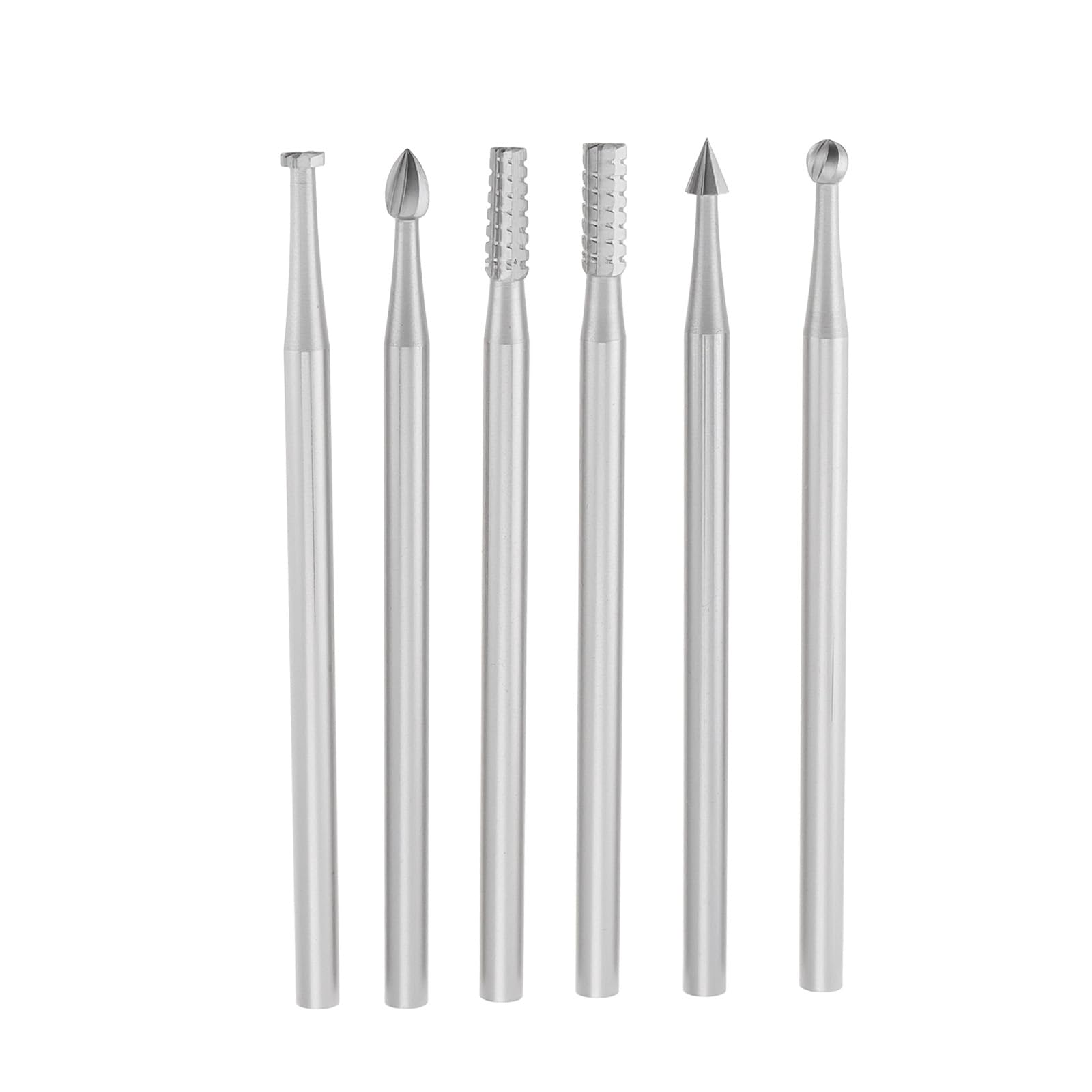Briny River 6pcs 2.3mm Engraving Router Bits 2.35mm Shank HSS Bits Set for Olive Amber Carving