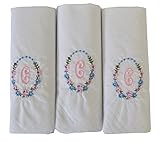 Photo Gallery 3 pack di donnas ricamato iiziali fazzoletti con bordo in raso bianco, c Photo Gallery 3 pack di donnas ricamato iiziali fazzoletti con bordo in raso bianco, c