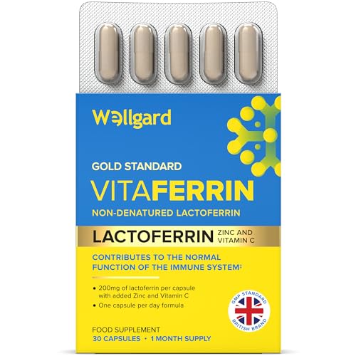 Wellgard Vitaferrin Triple Action Immune Supplement Colostrum Lactoferrin Zinc & Vitamin C Immunity Supplement 30 Capsules