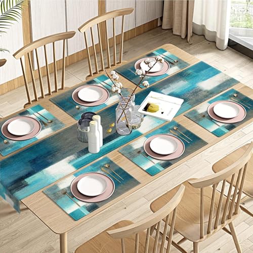 Emvency Farmhouse Table Runner and Placemats Set of 6,...