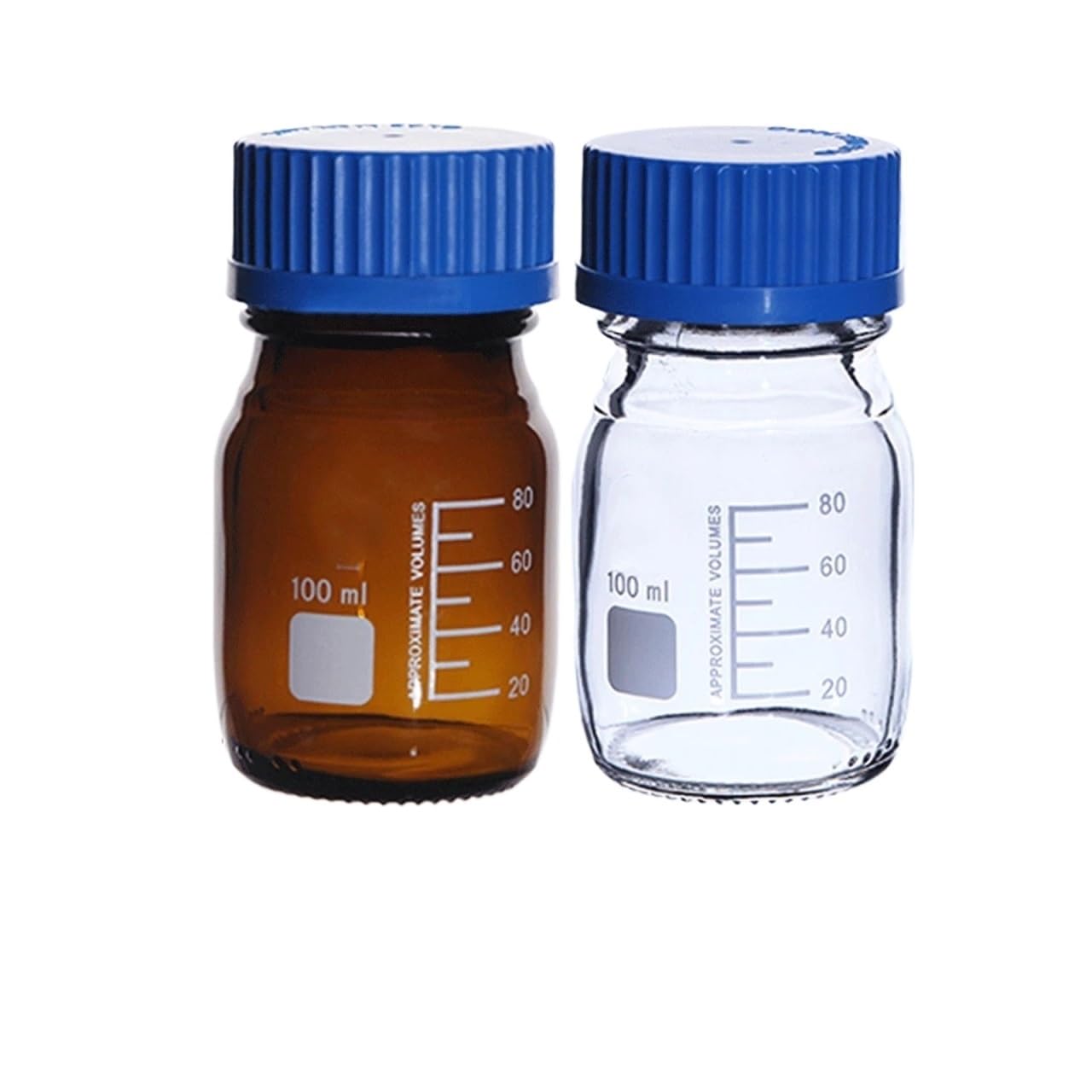 CQAHDSEVF Borosilicate Glass Bottles, Graduated Glass Reagent Bottle with Blue Screw Cap Lab Glassware 25-1000ml(100ml TP Glass)