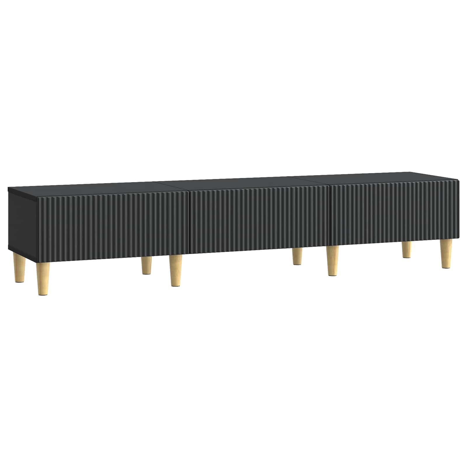 TV-Schrank Lowboard Fernsehtisch Schwarz 147 x 34,5 x 30 cm Modernes TV-Board aus Holzwerkstoff mit 3 Schubladen und Stauraum für Wohnzimmer Entertainment-Center Media Möbel