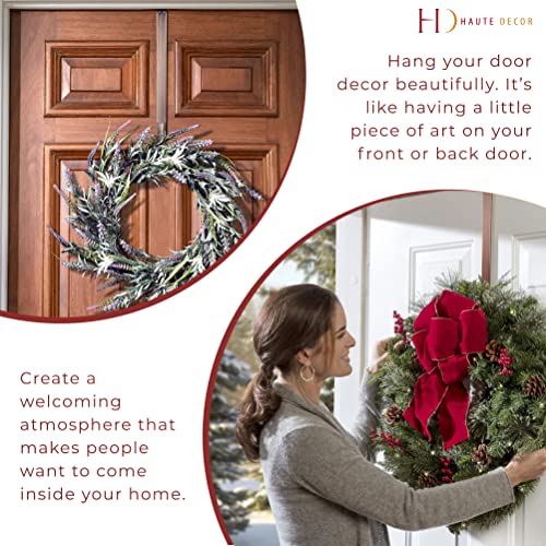 Haute Decor Adapt Adjustable Length Wreath Hanger - Front Or Back Door Decor Holder, Extends From 16.5" To 25", Over Door Hanger With Pads On The Back, Holds Up To 10 Lbs. Bronze #TOP4
