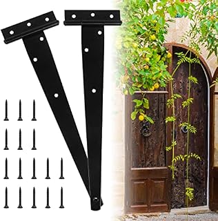 2 Pcs Heavy Duty T-Hinges 12 Inch (300mm), Metal Tee Hinges with Screws, Shed Door Hinge, Gate Hinge for Sheds, Windows, Fence, Barn Gates Supplies