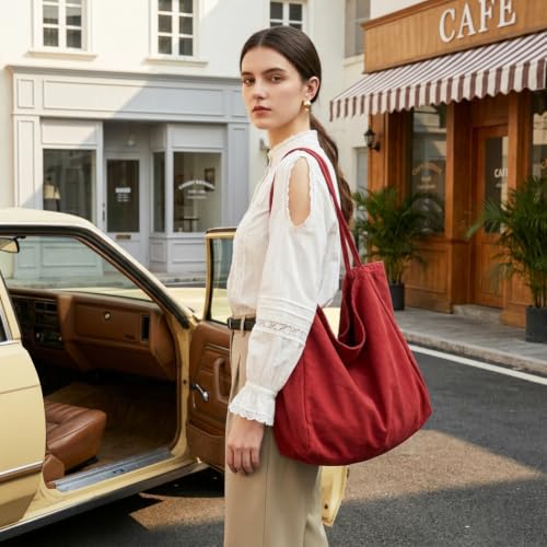 Image of Canvas Tote Bag for Women Large Hobo Shoulder Bag for Work Travel Casual Message Bag Tote Purse handbags