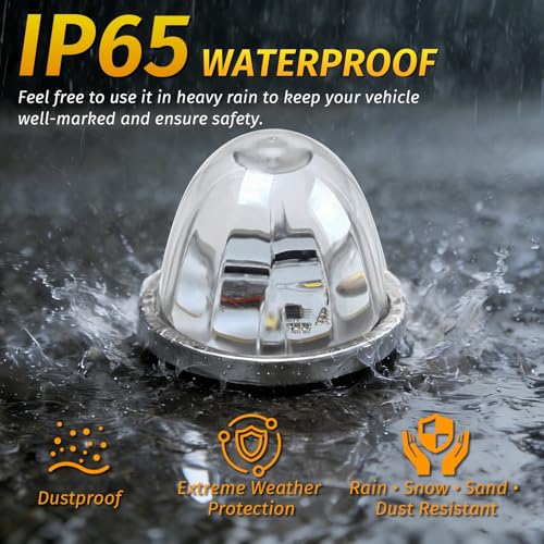 Image of 6PCS Watermelon Lights White Strobe & Constant Multi-Function LED Side Marker Turn Signal Tail Roof Lights with Stainless Steel Bezel for Trailer Semi-trailer Heavy-duty Truck