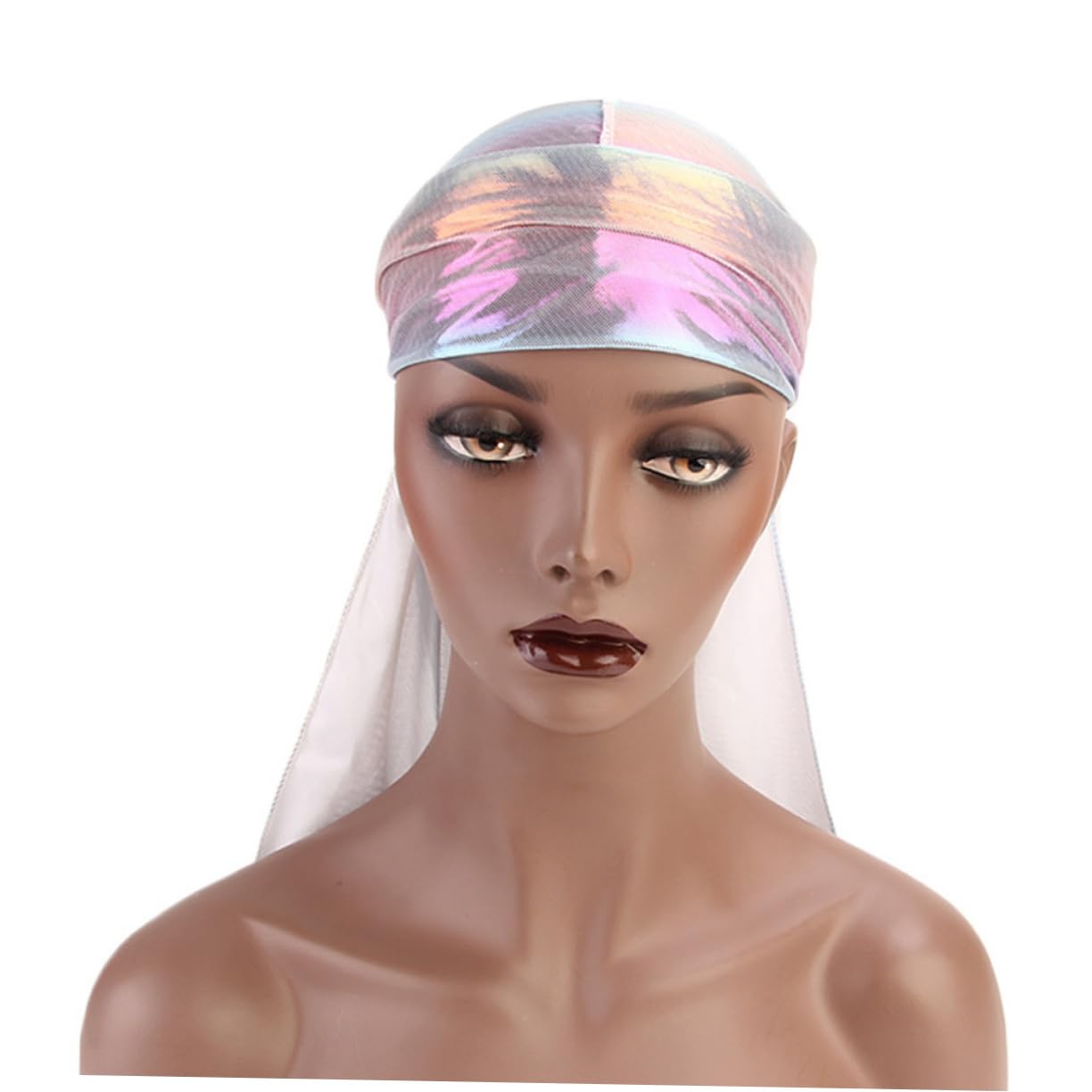 LIFKOME 9piezas Turbante Mujer De Tela Simulada De Seda Reflejada Para Casa y Exterior Azul y Dorado