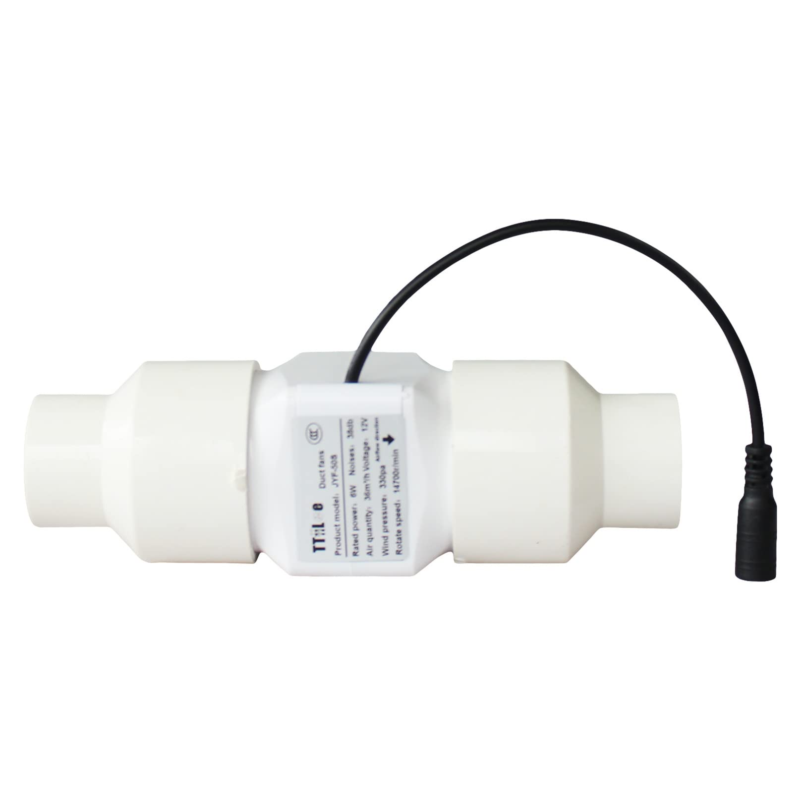 TTiiLoe 2” Duct Ventilation Fan 50mm with 32mm PVC Pipe Interface 22 CFM Inline Exhaust Booster 6W 12V Air Circulation Vent Blower for Greenhouse