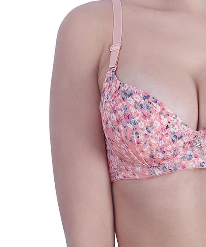 Image of Brachy Women's Floral Print Push-Up Bra | Smooth Fit Seamless Padded Underwired T-Shirt Bra BCA FPWB-P