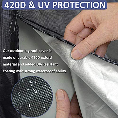 Vecksoy Brandhout Log Rack Cover, 420D Oxford Ronde Houten Frame Cover Outdoor Patio Tuin Log Rack Weerbestendig… - Image 4