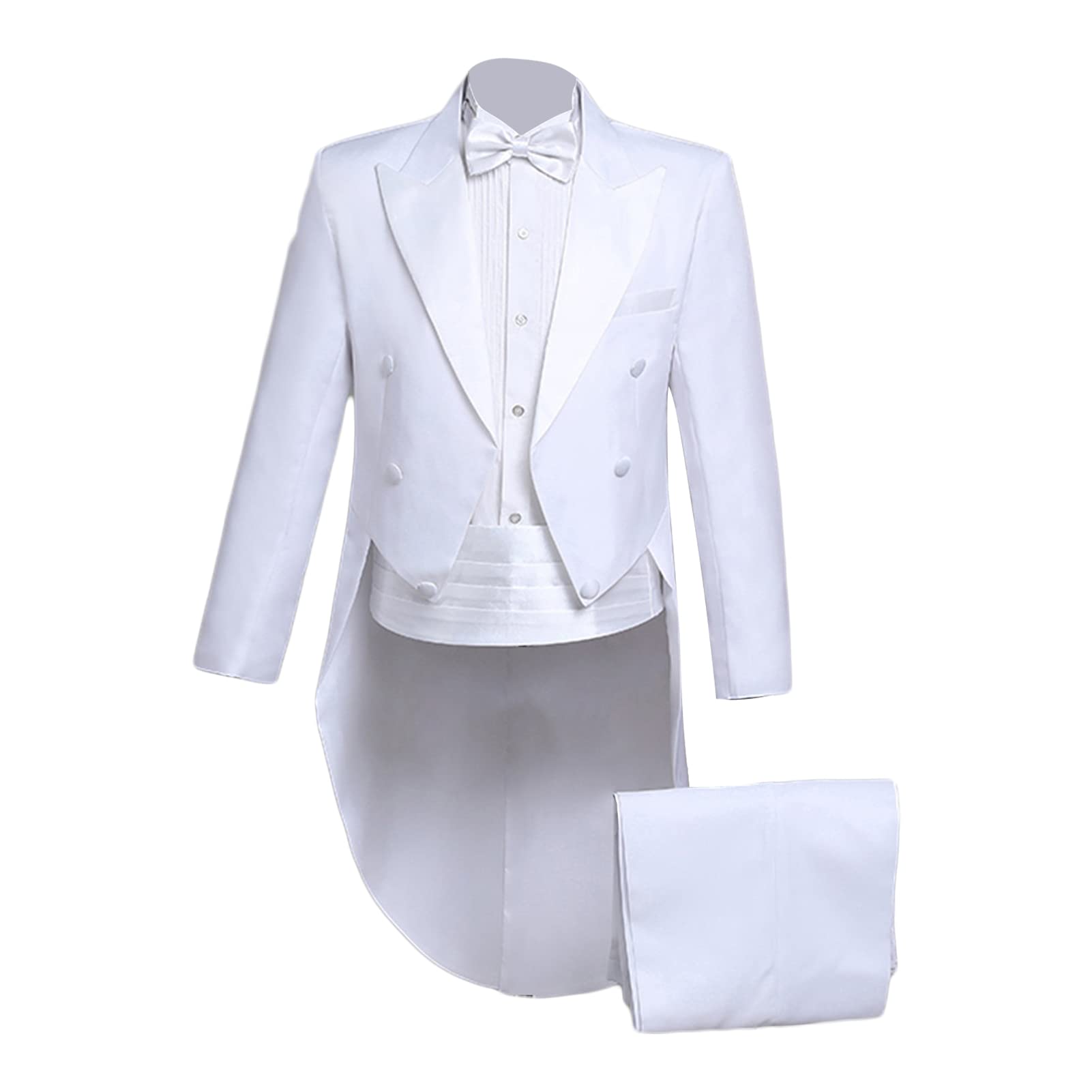 Men's Formal Peak Lapel Tailcoat Classic Magic Show Costume Jacket Tuxedo Party Dinner Swallowtail Tux Suit Coat (White,X-Small)