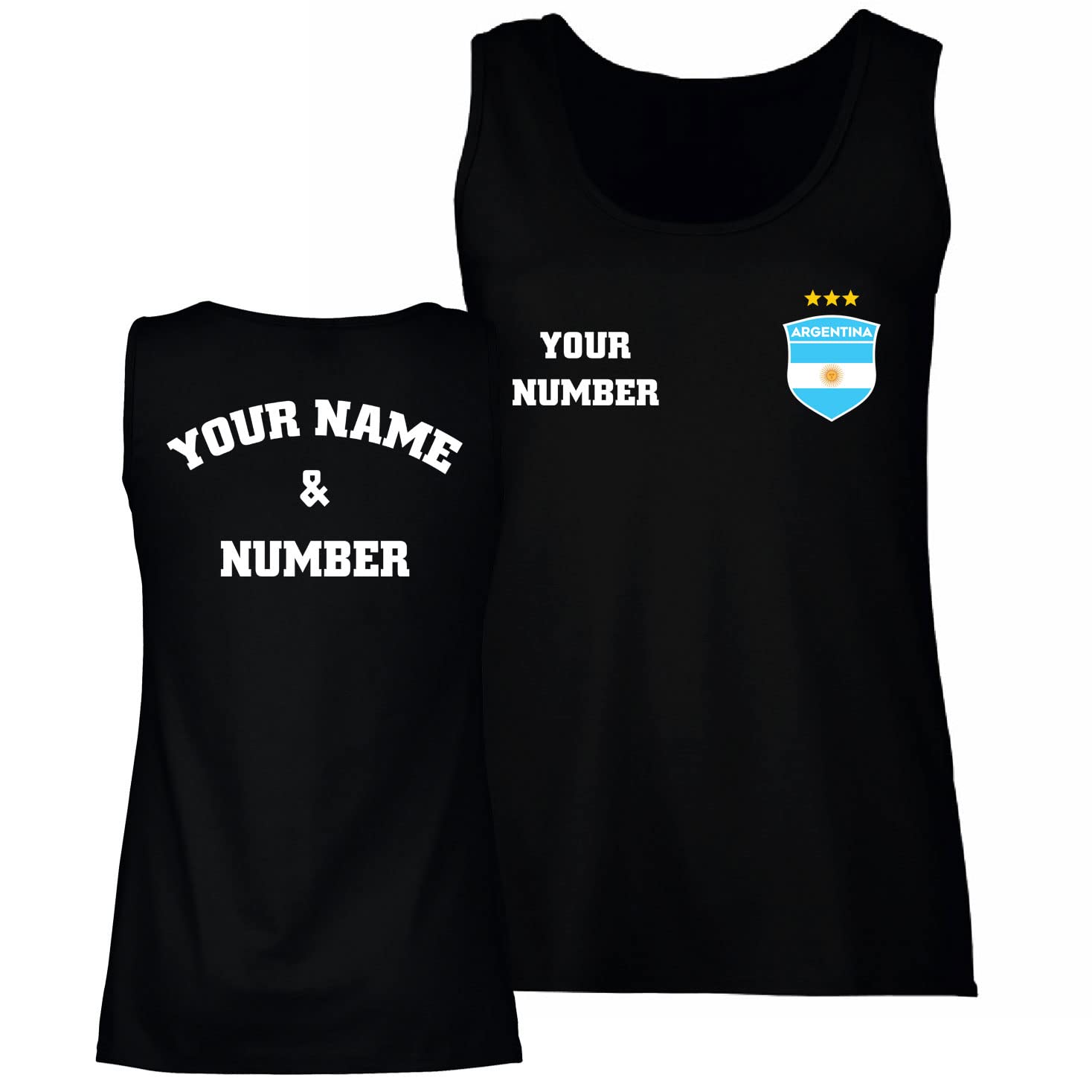 lepni.meWomens Tank Top Argentina Football with Your Name and Number | Argentinian Flag Badge Personalised Jersey Custom | World Cup 2022 Fans