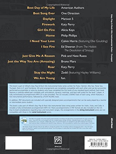 Easy Pop & Rock Hits Instrumental Solos: Trumpet, Book & CD (Easy Instrumental Solos Series) - Image 2