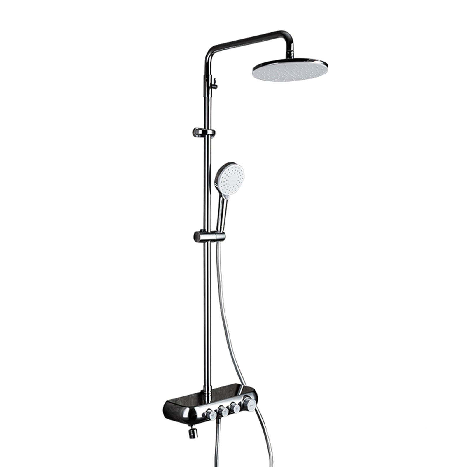 CWCQGH Shower Faucet Set Chrome, Rainfall Shower Head with Handheld Spray, Wall Mounted Bathtub Faucet Set, Brass Bathroom Exposed Shower System