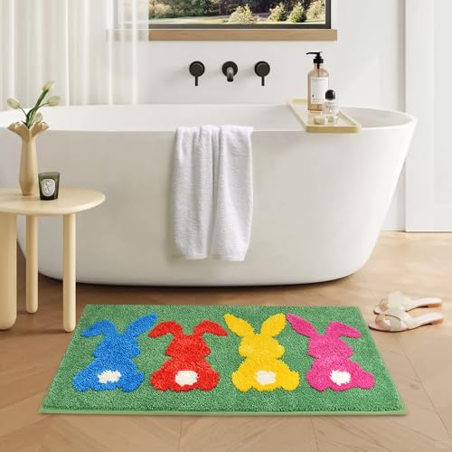 Vanleonet Easter Bathroom Rugs Cute Bunny Easter Mat for Easter Bathroom Farmhouse Bath Mats Holiday Decorations Non Slip 30x20 Inches