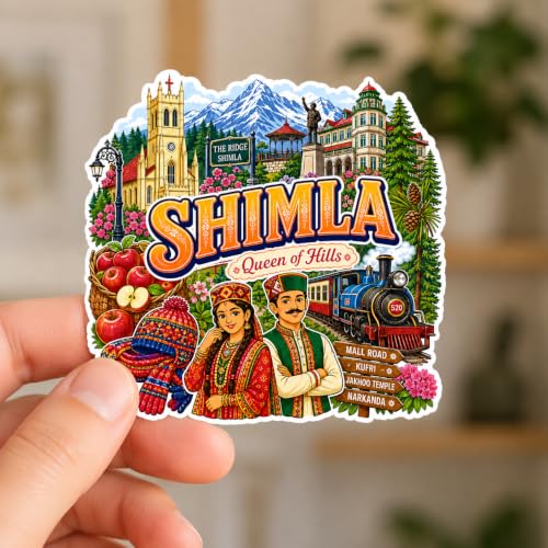 Image of Zesta Wooden Fridge Magnets Set | Refrigerator Decor Magnets for Kitchen | India Souvenir Fridge Magnet Collection | Wooden Magnet for Fridge Door Decoration (Shimla)