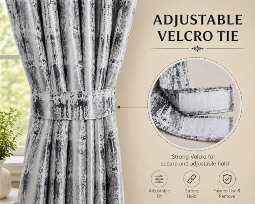 Image of HUTI Home Room Darkening Window Curtain for Home | Heavy Polyester Knitted Jacquard Look Eyelet Curtain | Texture Print | Grey | 5 Feet (120 x 152 cm) | Set of 2