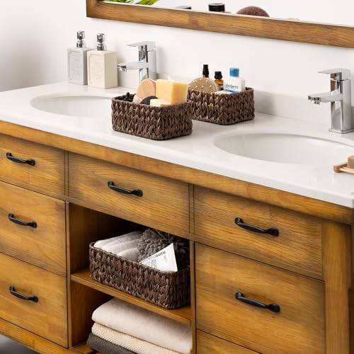 GRANNY SAYS Wicker Baskets for Organizing, Nesting Storage Baskets for Shelves, 1 Large and 2 Small Wicker Baskets Waterproof, Dark Brown, 3-Pack - Image 4