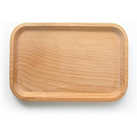 Bloomma Wood Tray, Wood Serving Tray Clean Beech Handcrafted Decorative Trays for Cake Dessert,Snack,Fruit Tableware,20cm x13cm x 1.5cm,Set of 1 Cover