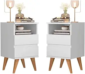 Conjunto kit 2 mesas de cabeceira quarto cama canto - pop - minimalista -Branco