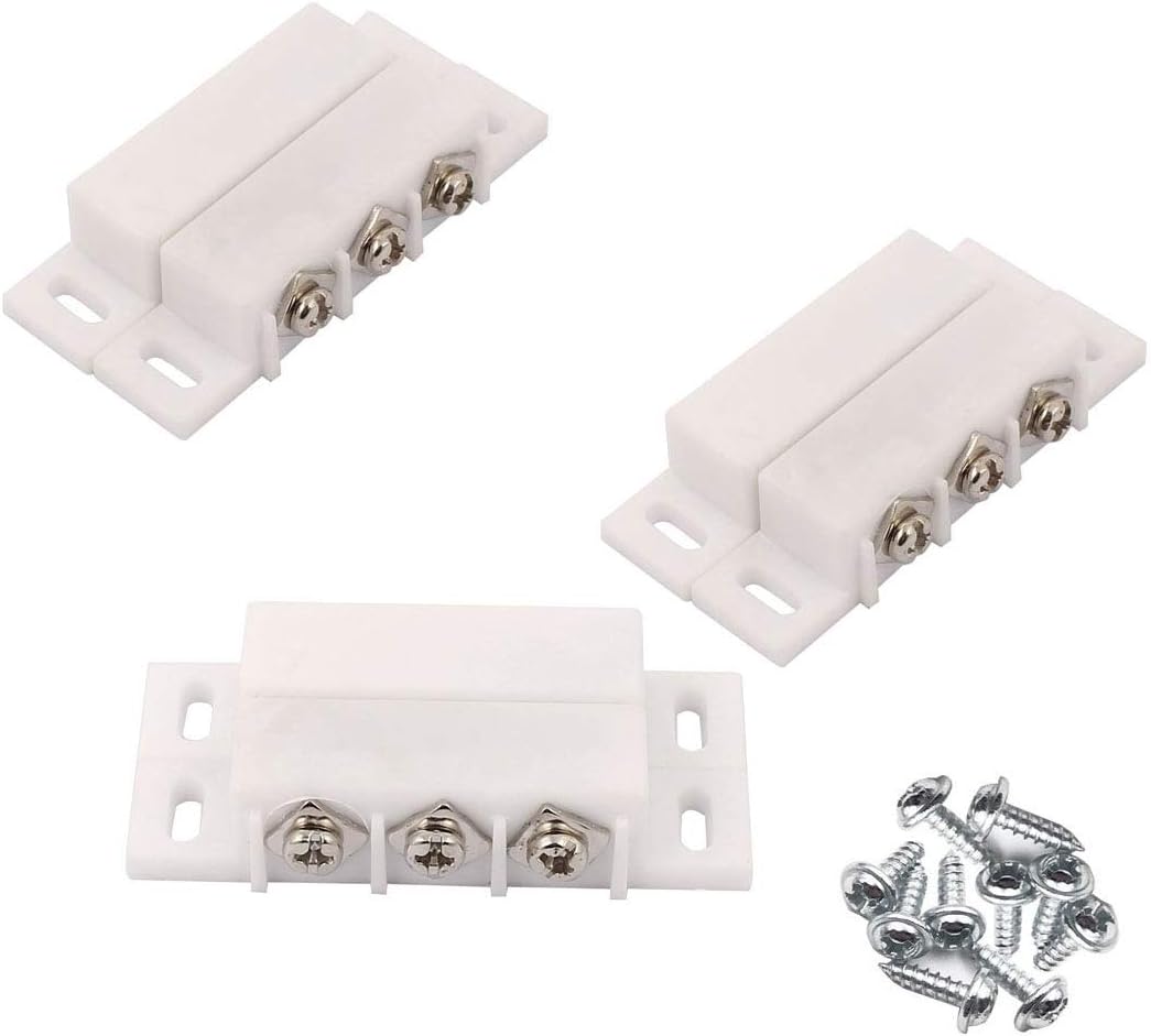 SpzcdZa Magnetic Reed Switch Normally Open Closed NC NO Door Alarm Window Security/Magnetic Door Switch/Magnetic Contact Switch/Reed Switch for GPS,Alarm or Other Device (3pcs(White))