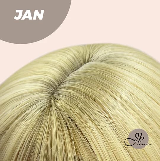 Miniatura 6 de JBEXTENSION JAN - Peluca corta de corte Bob de 12 pulgadas con flequillo, rubio claro, lacio, sin pegamento, pelucas de cabello largo para mujer,
