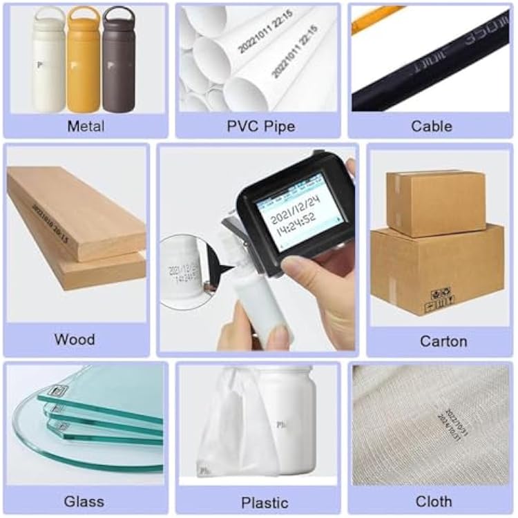 Handheld Inkjet Printer, Editable Mini Inkjet Coding Machine, 2 to 12.7mm or 2 to 25.4mm Printing Height, Marking Device with Fast Drying Ink, for Text Barcode