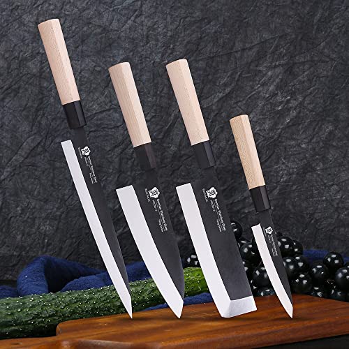 Wildmok Knife Set Of 4 Gyuto Sushi Chef Knives-Yanagiba-Deba-Nakiri-Utility Kitchen Knife thumb #7